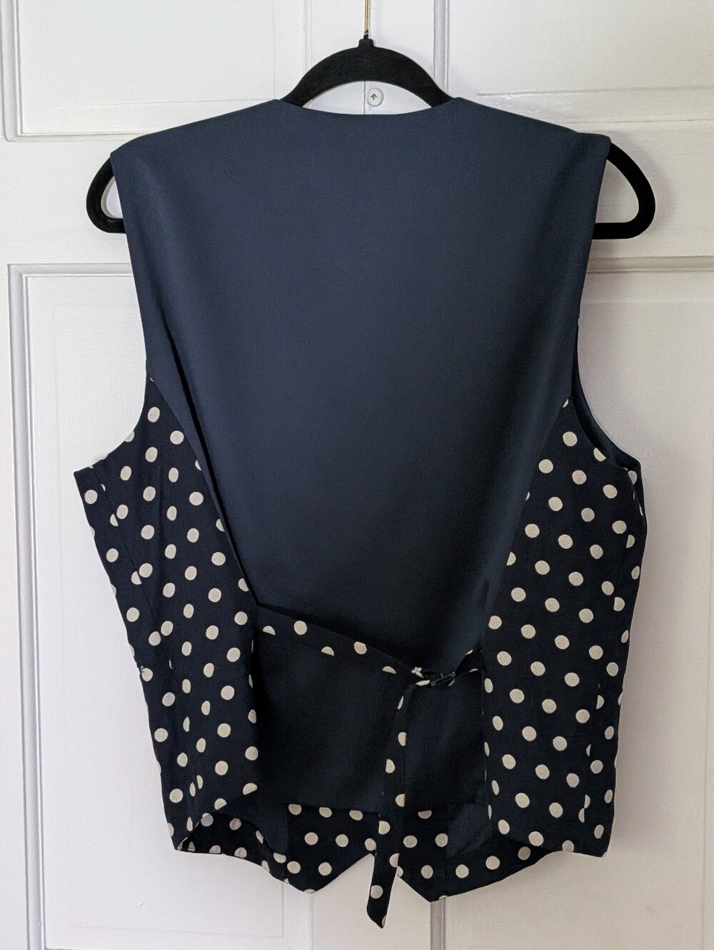 Hutch Anthropologie Navy Polka Dot Tailored Vest Top XL - Picture 5 of 6
